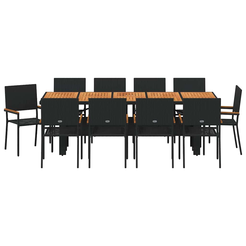Kert étkező szett 11 pcs Fekete polirattan