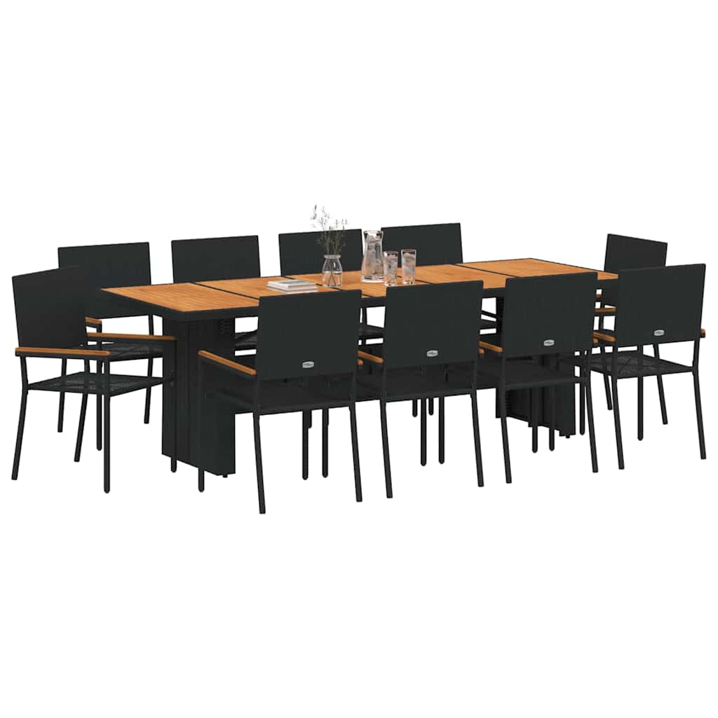 Kert étkező szett 11 pcs Fekete polirattan