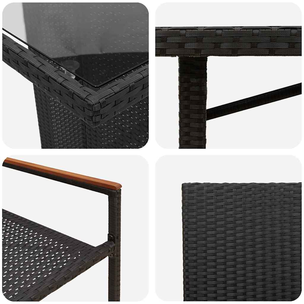 Kert étkező szett 7 pcs Fekete polirattan