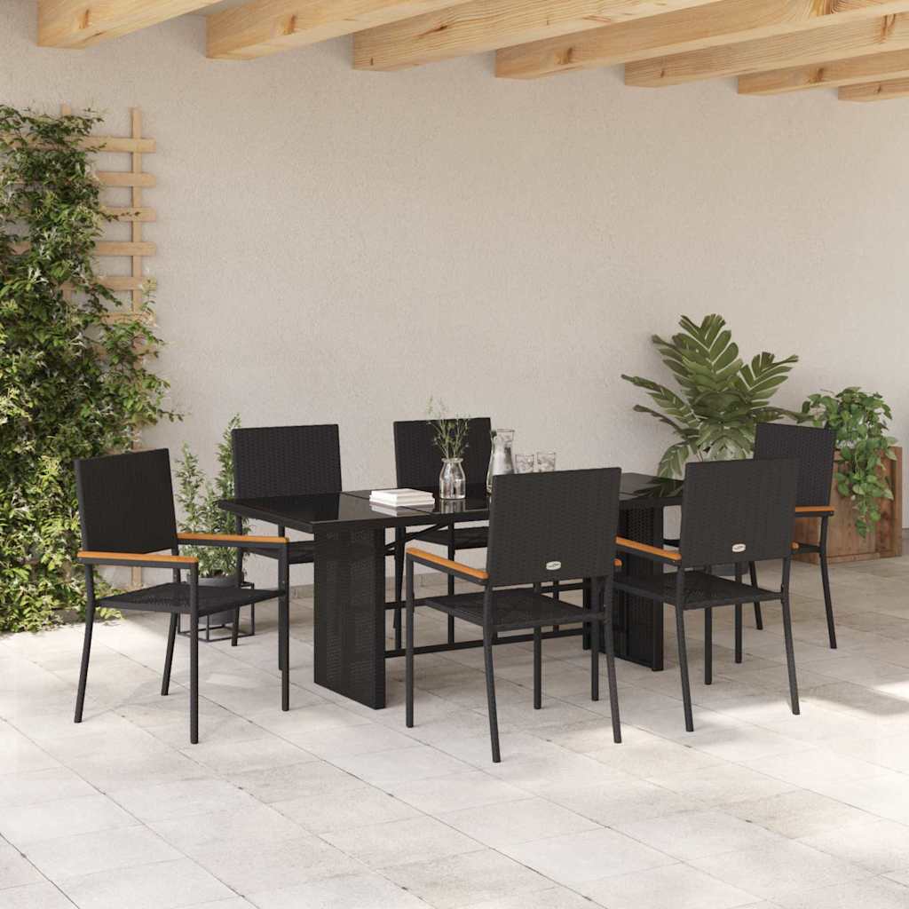 Kert étkező szett 7 pcs Fekete polirattan