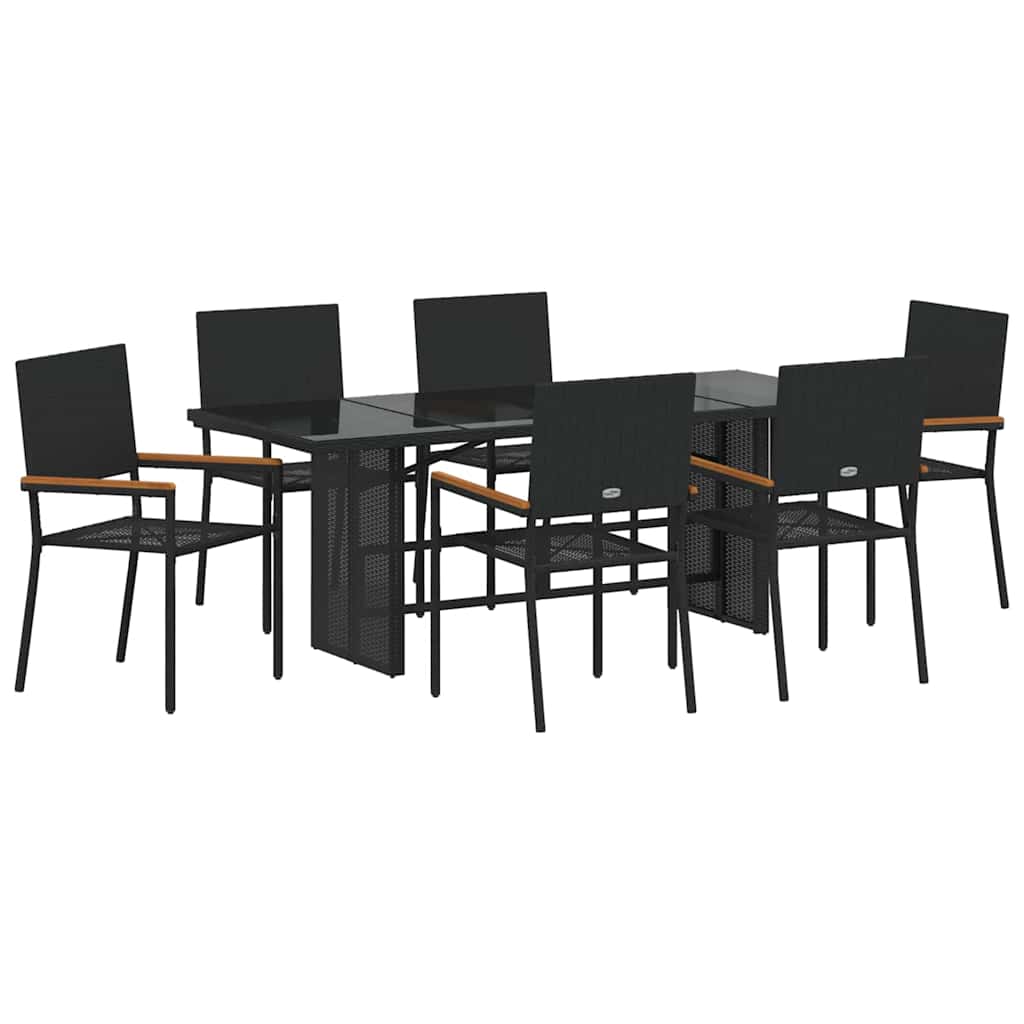 Kert étkező szett 7 pcs Fekete polirattan