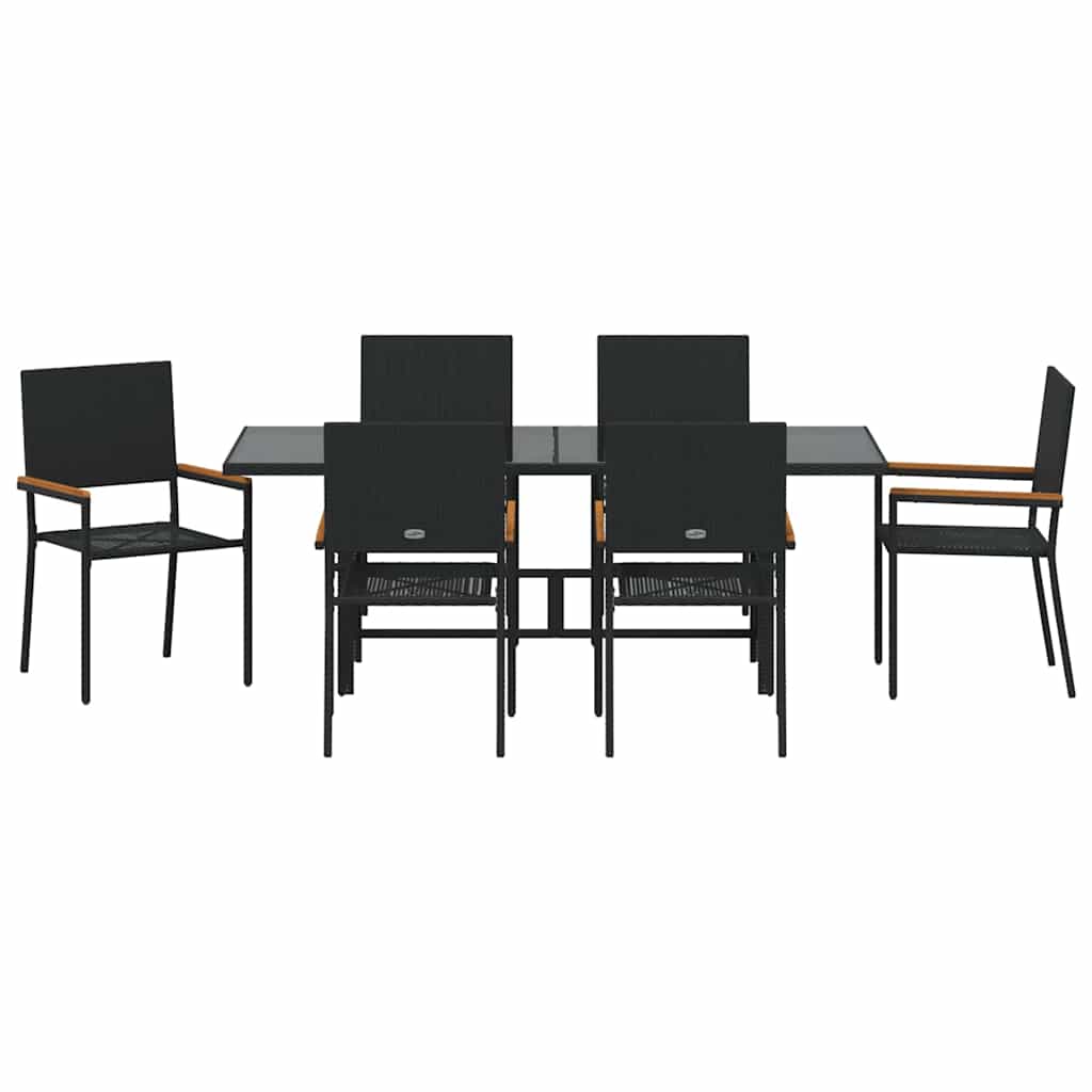 Kert étkező szett 7 pcs Fekete polirattan