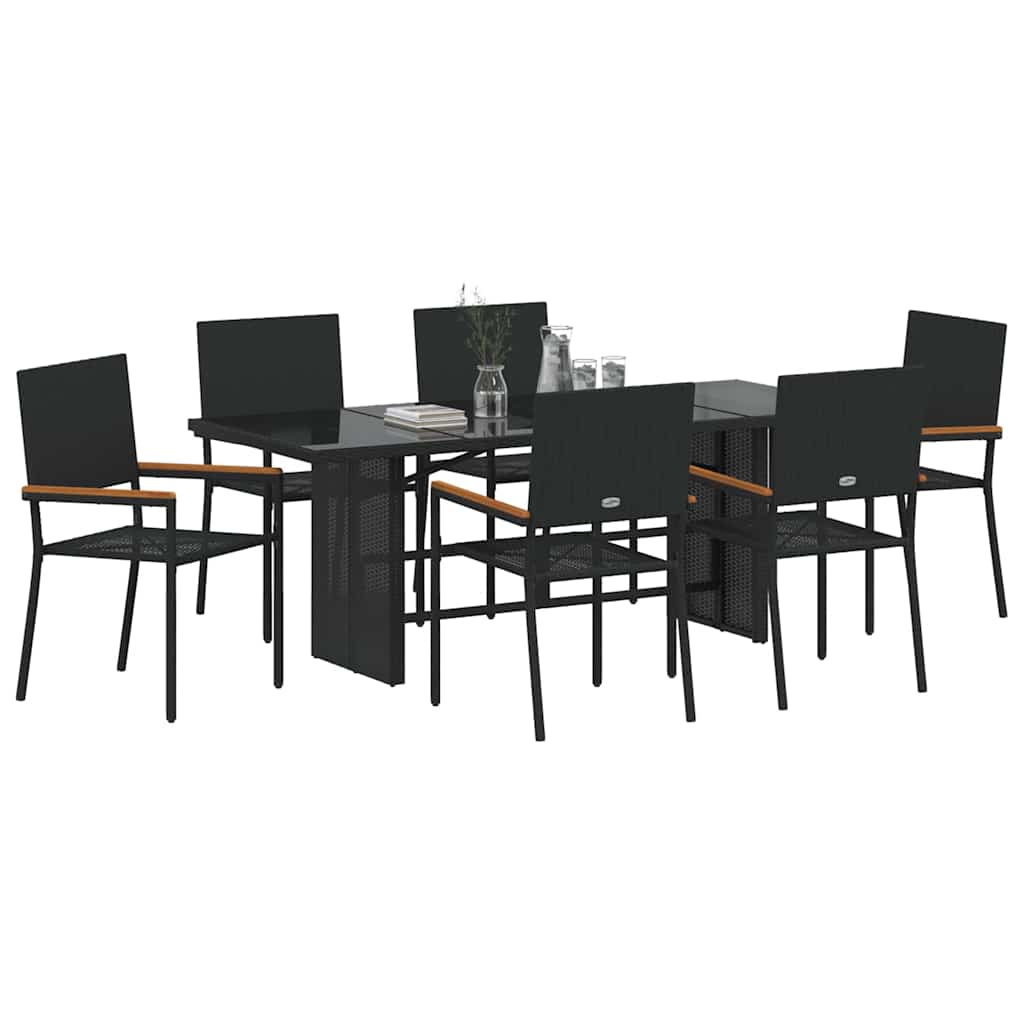Kert étkező szett 7 pcs Fekete polirattan