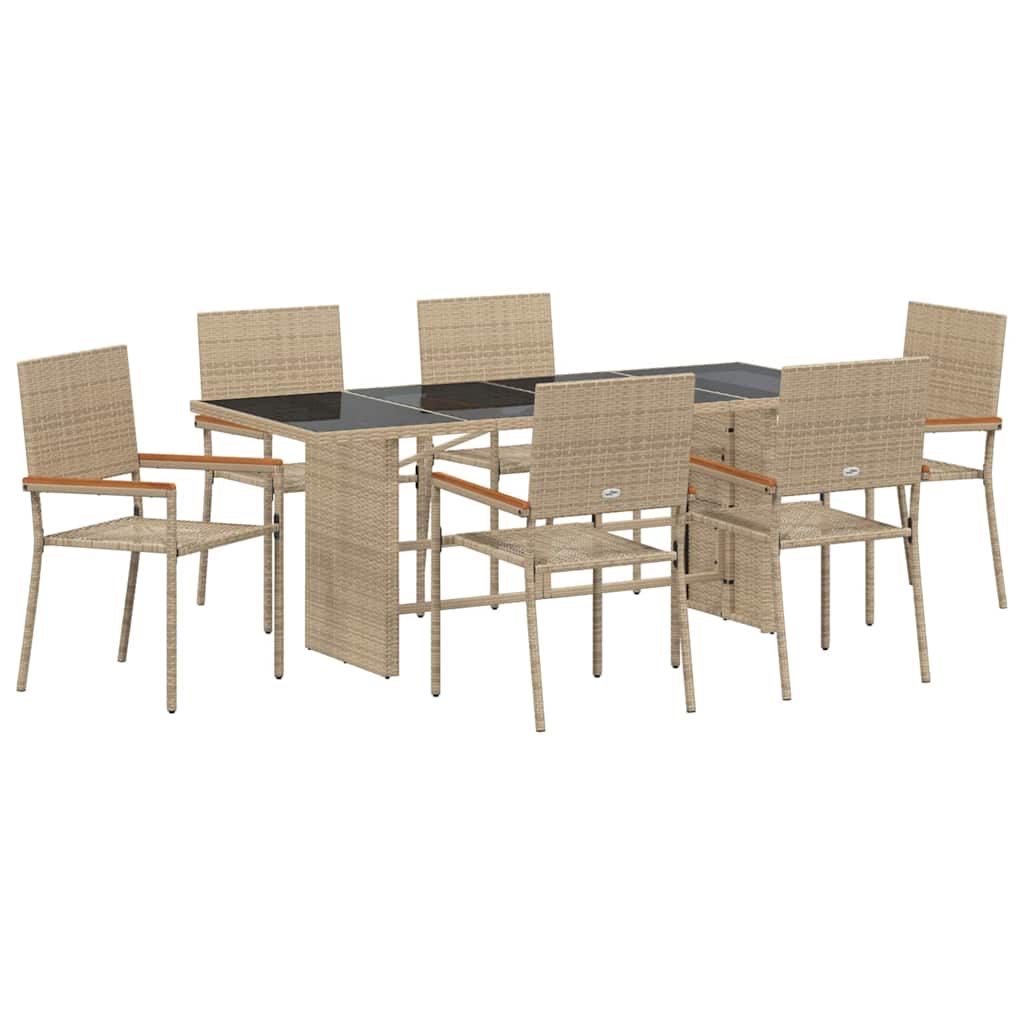 Kert étkező szett 7 pcs Bézs polirattan