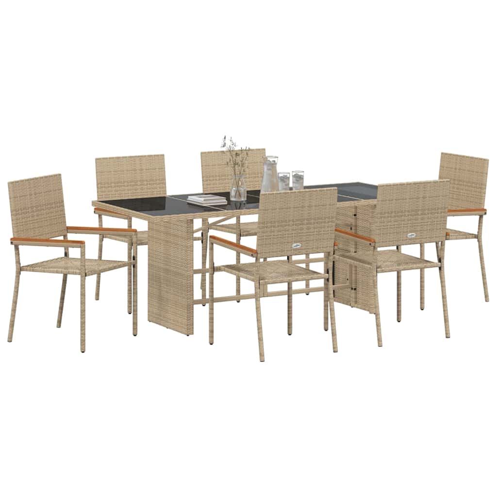 Kert étkező szett 7 pcs Bézs polirattan