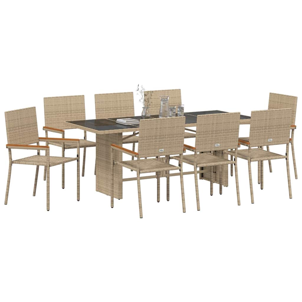 Kert étkező szett 9 pcs Bézs polirattan