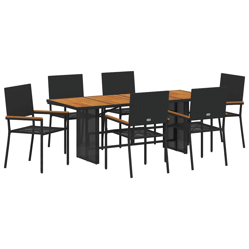 Kert étkező szett 7 pcs Fekete polirattan