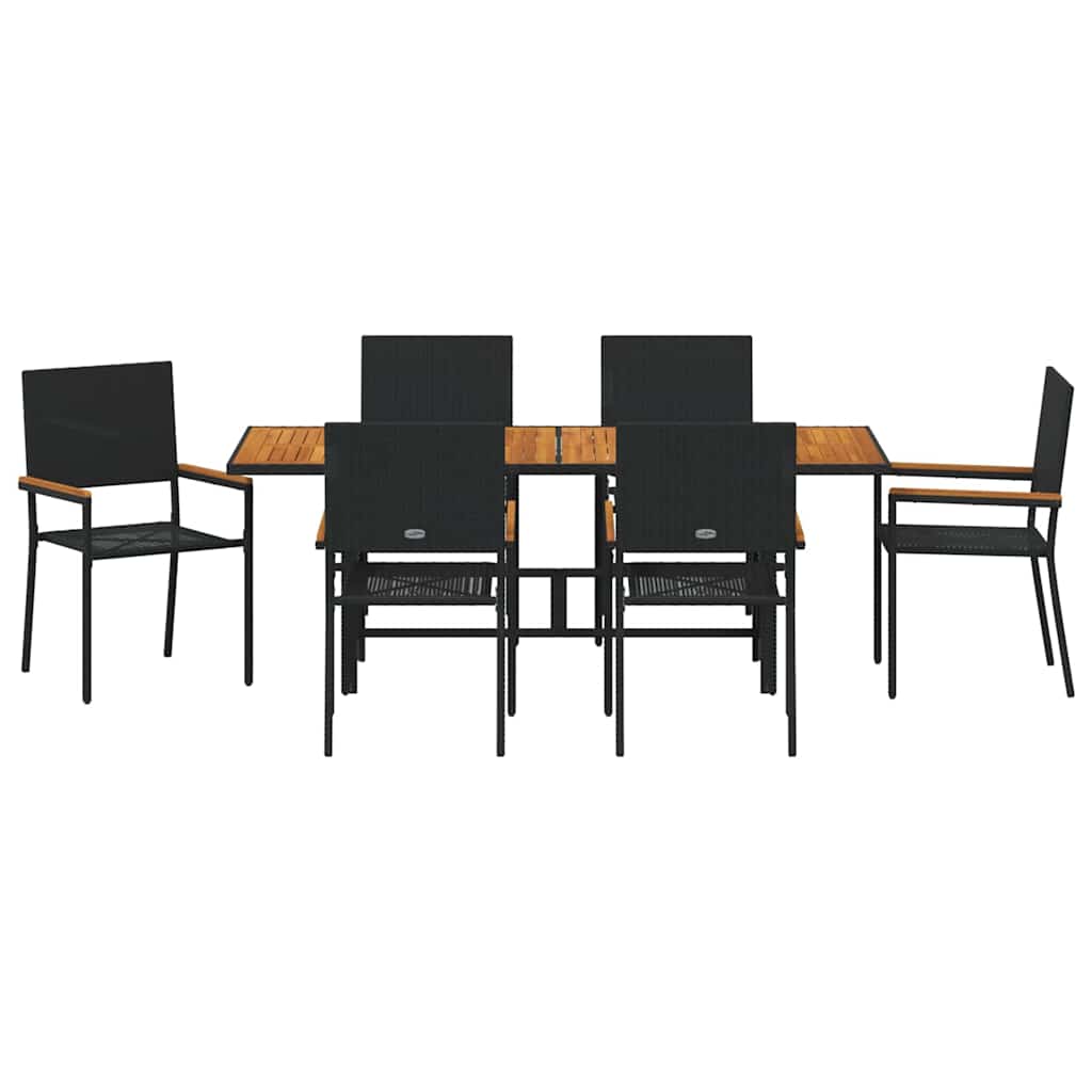Kert étkező szett 7 pcs Fekete polirattan