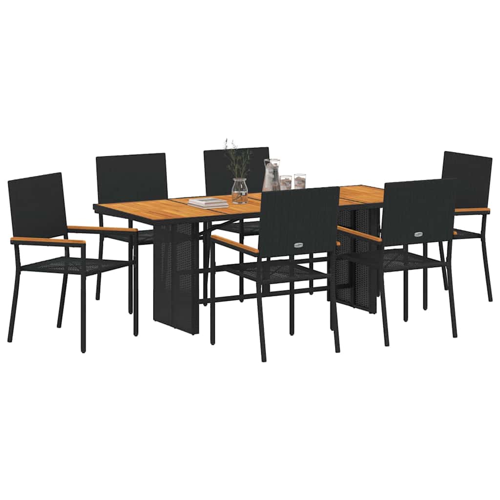 Kert étkező szett 7 pcs Fekete polirattan