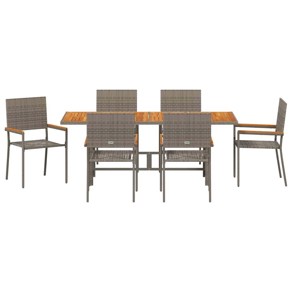 Kert étkező szett 7 pcs Szürke polirattan