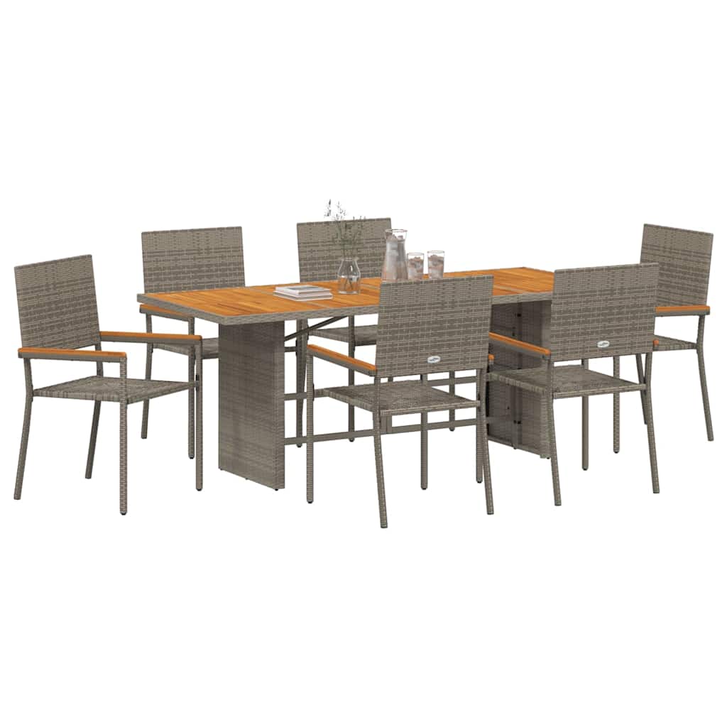 Kert étkező szett 7 pcs Szürke polirattan