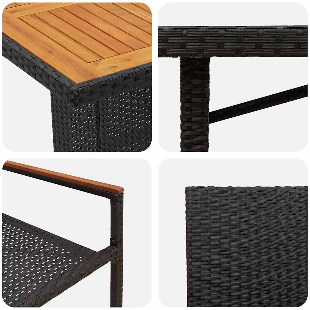 Kert étkező szett 9 pcs Fekete polirattan
