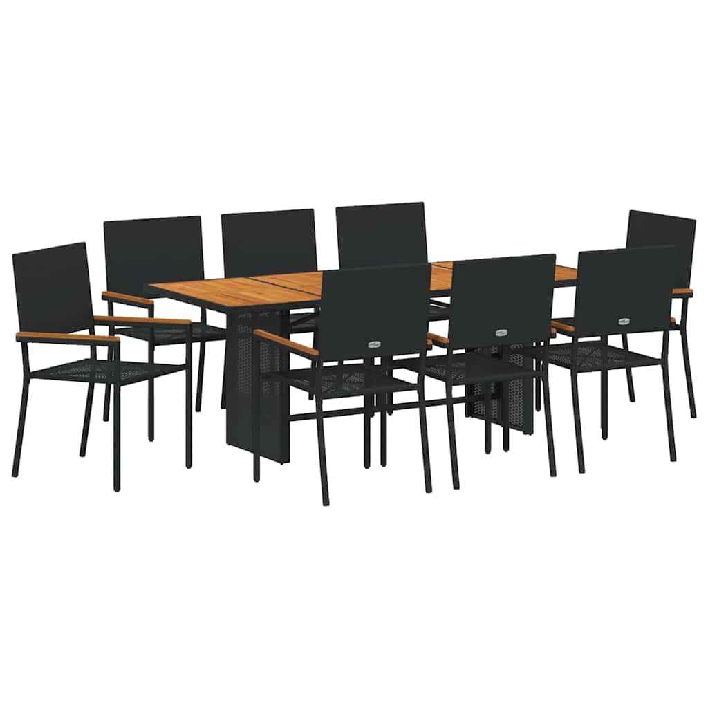 Kert étkező szett 9 pcs Fekete polirattan