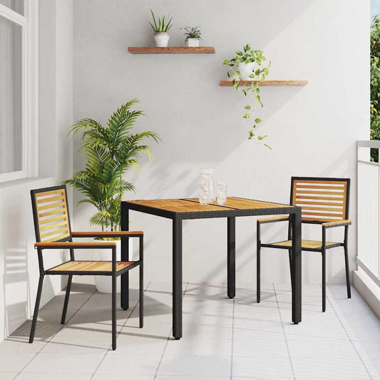 Kert étkező szett 3 pcs Fekete és Barna polirattan