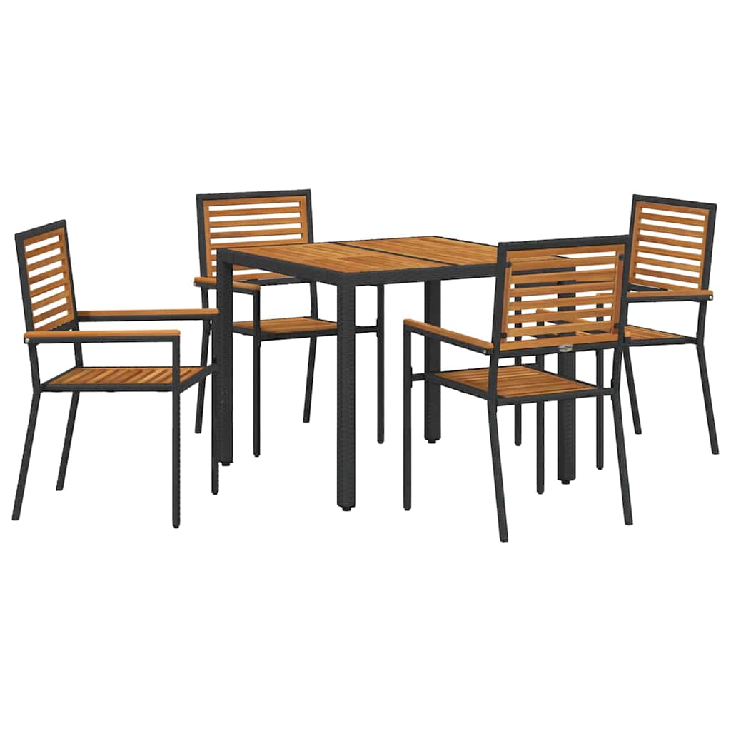 Kert étkező szett 5 pcs Fekete és Barna polirattan