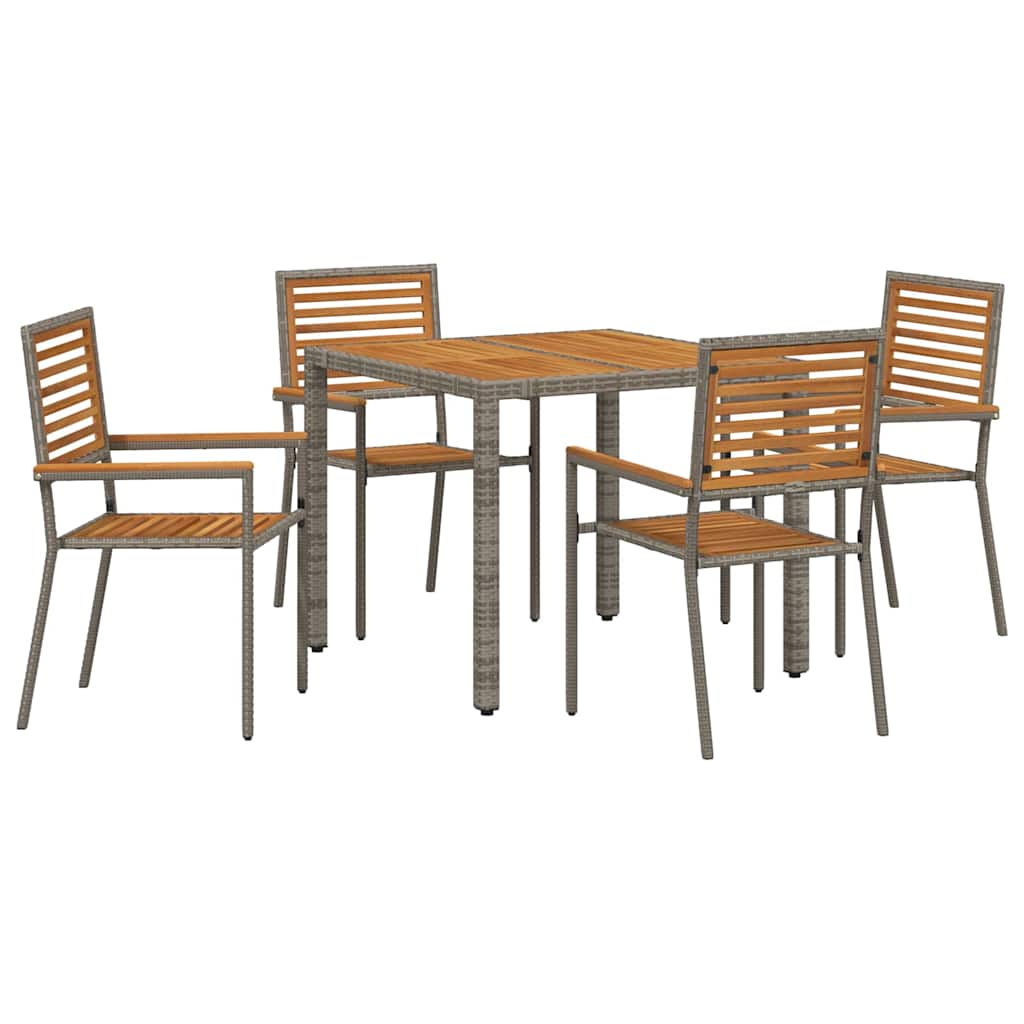 Kert étkező szett 5 pcs Szürke és Barna polirattan