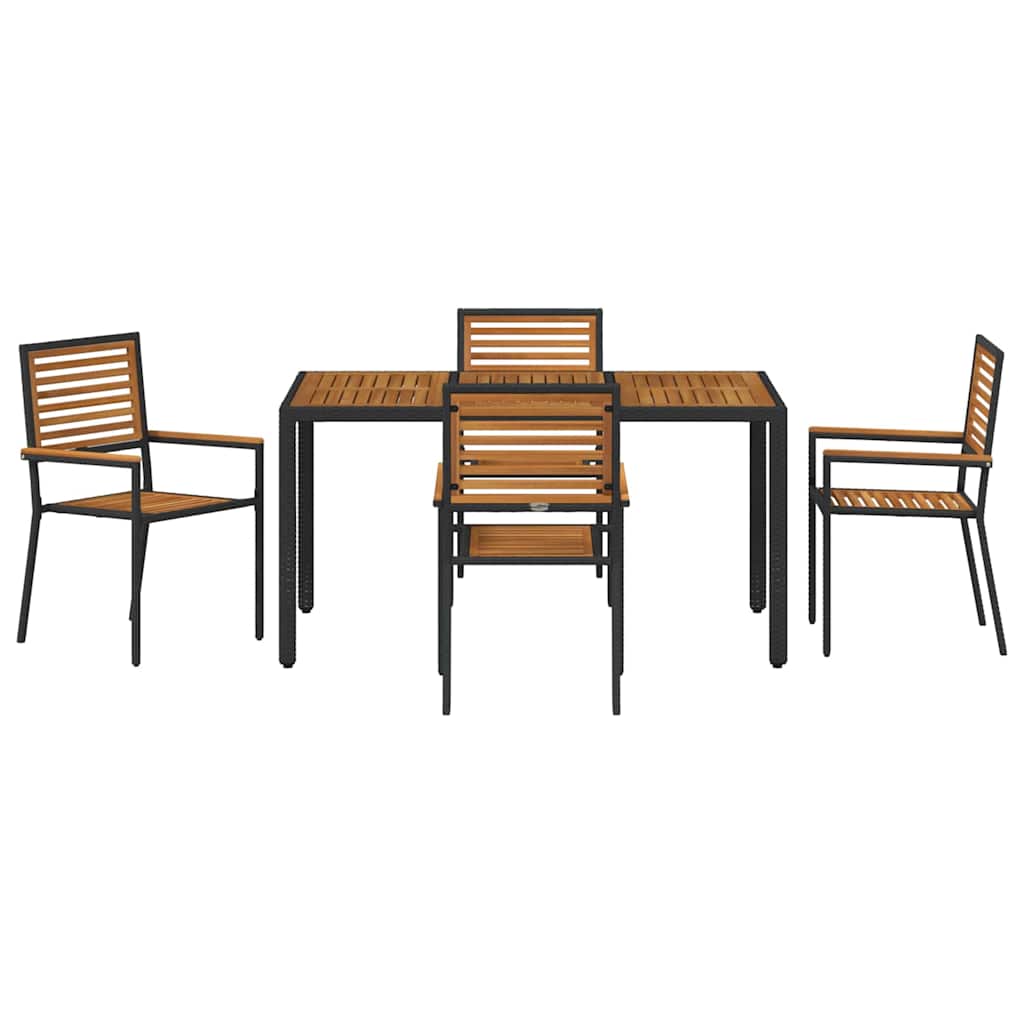 Kert étkező szett 5 pcs Fekete és Barna polirattan