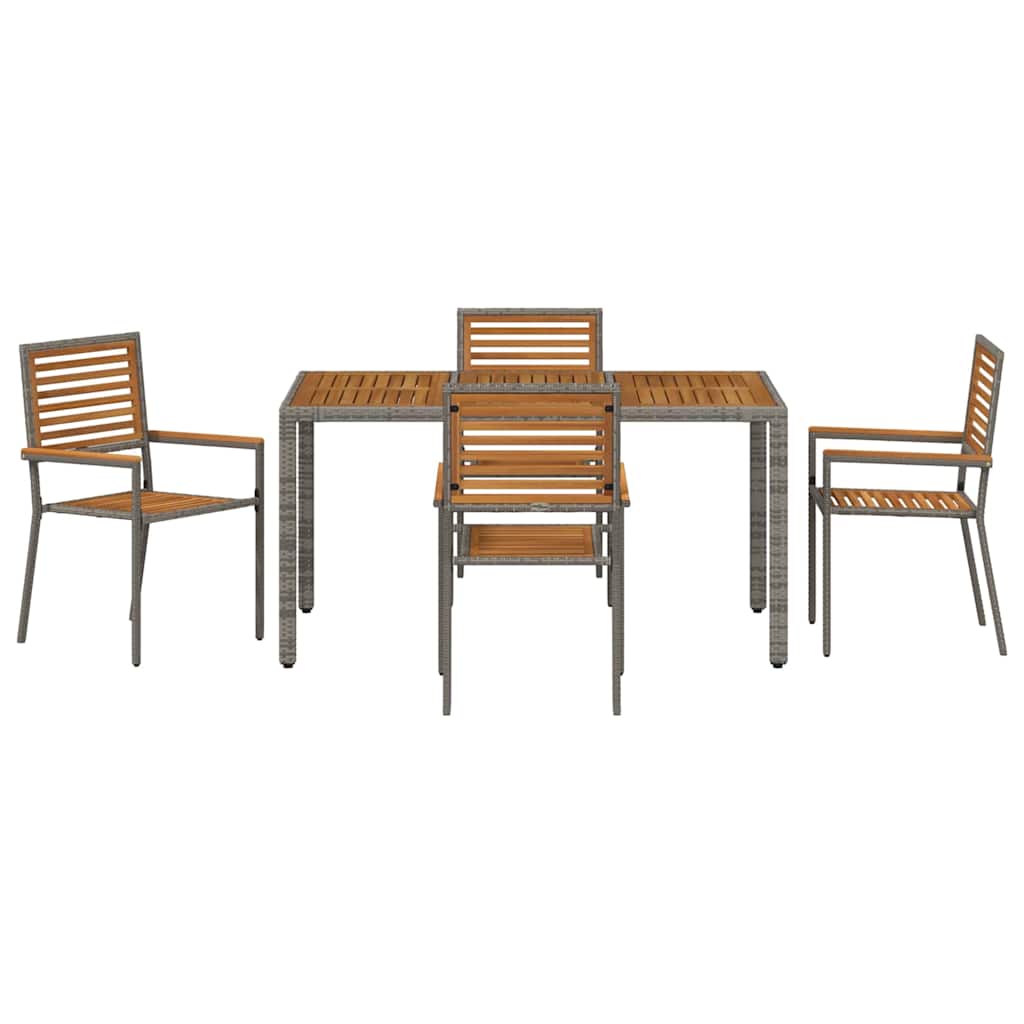Kert étkező szett 5 pcs Szürke és Barna polirattan