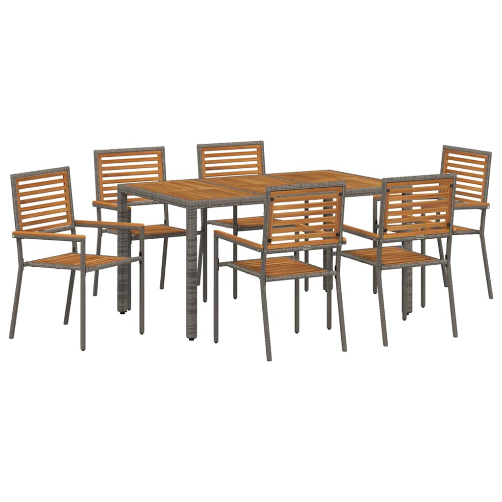 Kert étkező szett 7 pcs Szürke és Barna polirattan