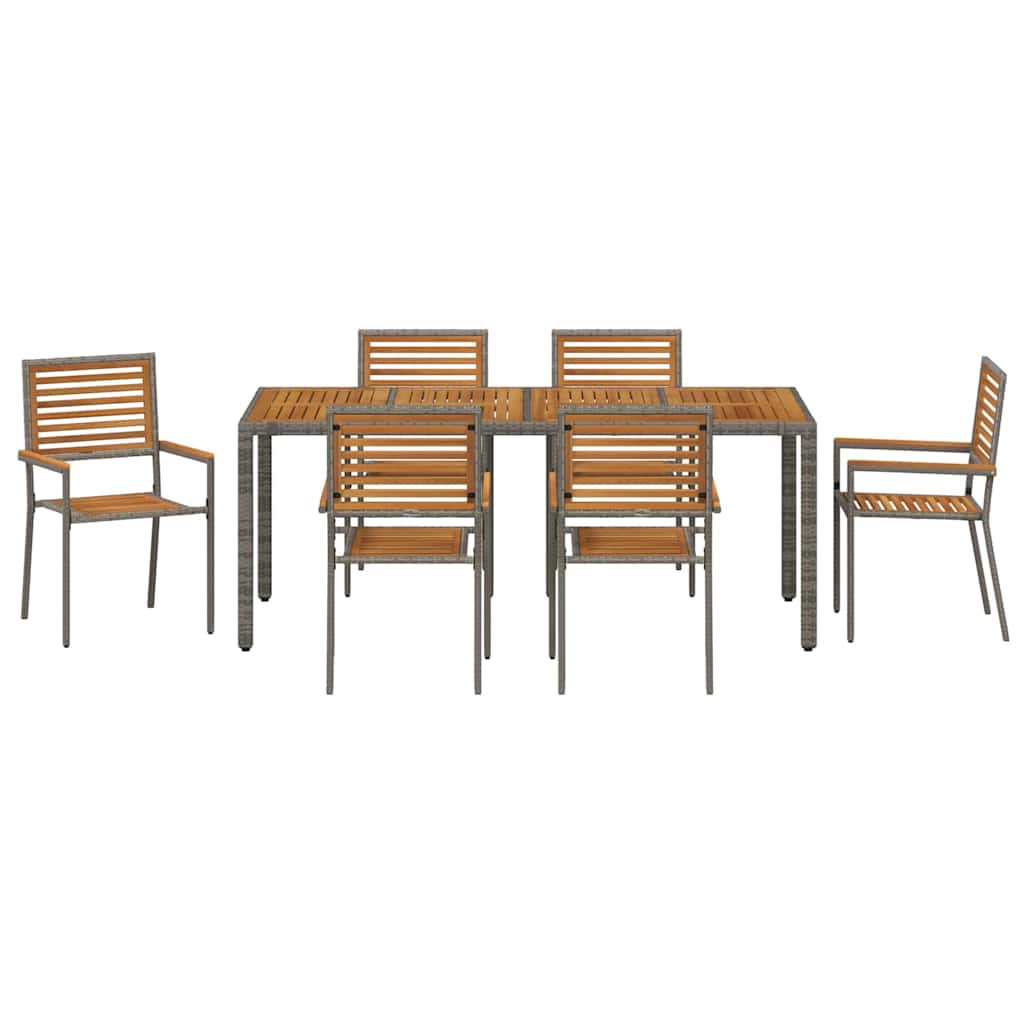 Kert étkező szett 7 pcs Szürke és Barna polirattan
