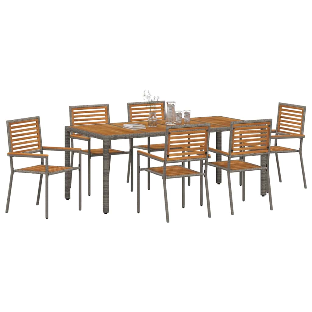 Kert étkező szett 7 pcs Szürke és Barna polirattan