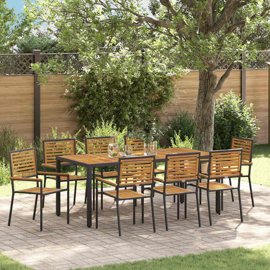 Kert étkező szett 9 pcs Fekete és Barna polirattan