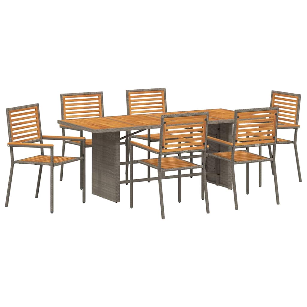 Kert étkező szett 7 pcs Szürke és Barna polirattan