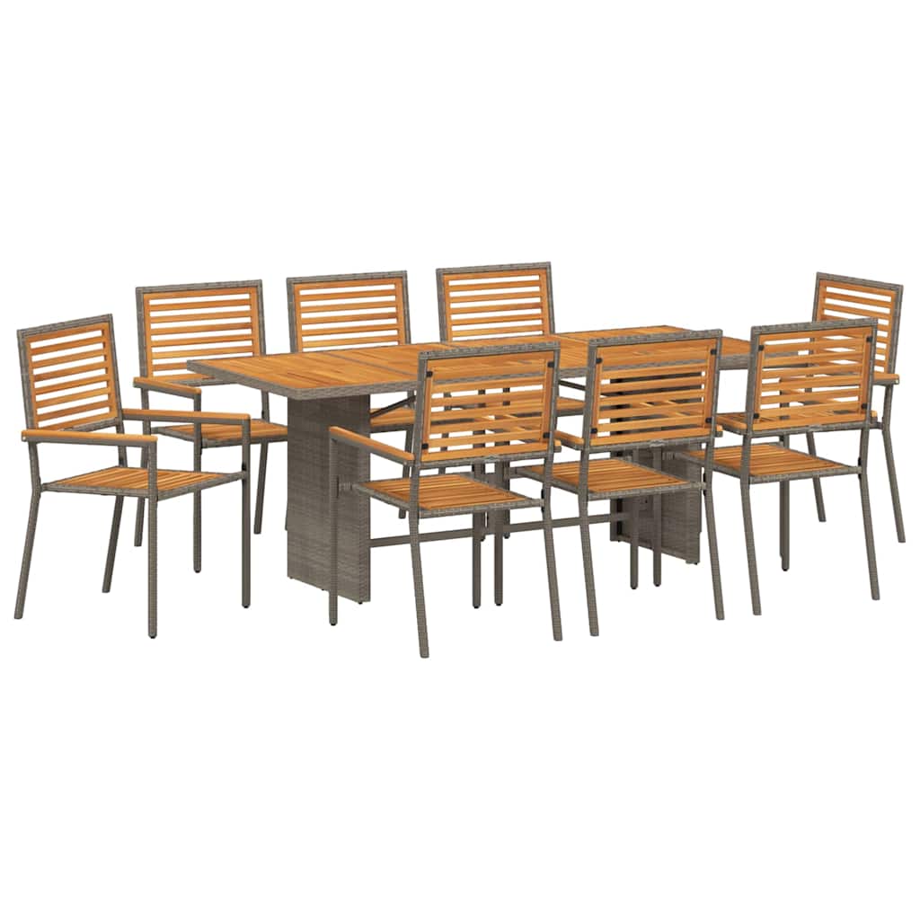 Kert étkező szett 9 pcs Szürke és Barna polirattan