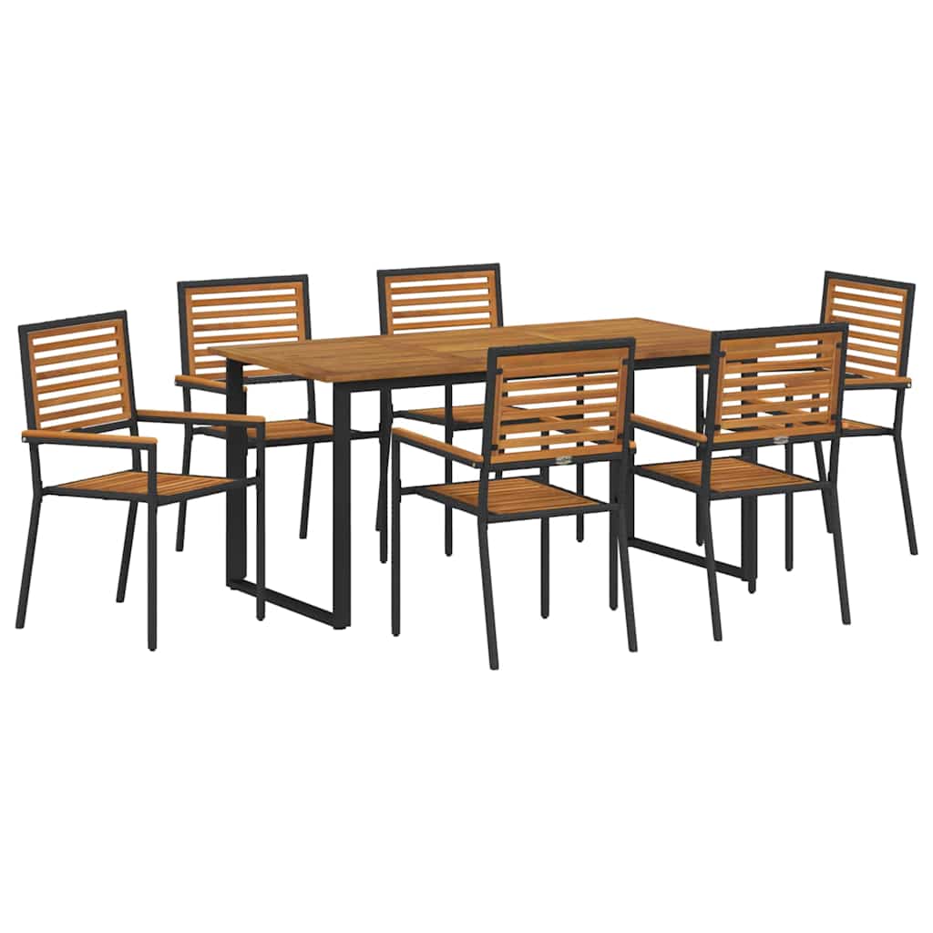 Kert étkező szett 7 pcs Fekete Tömör Akácfa