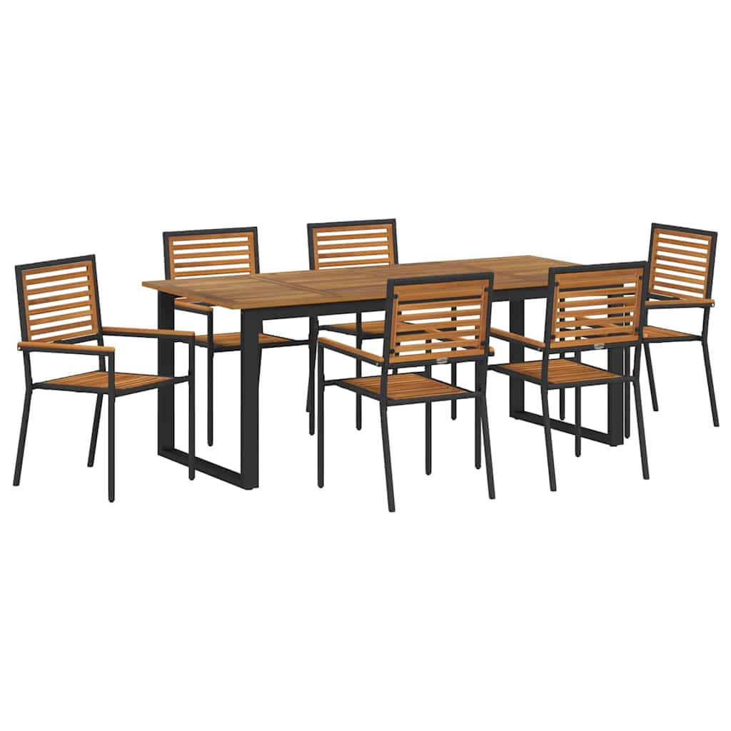 Kert étkező szett 7 pcs Fekete Tömör Akácfa