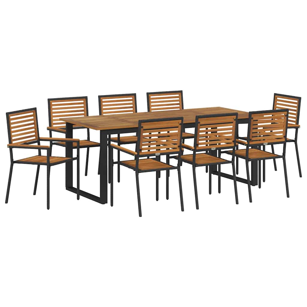 Kert étkező szett 9 pcs Fekete Tömör Akácfa