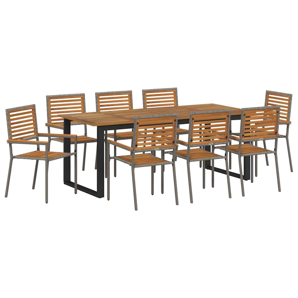 Kert étkező szett 9 pcs Szürke Tömör Akácfa