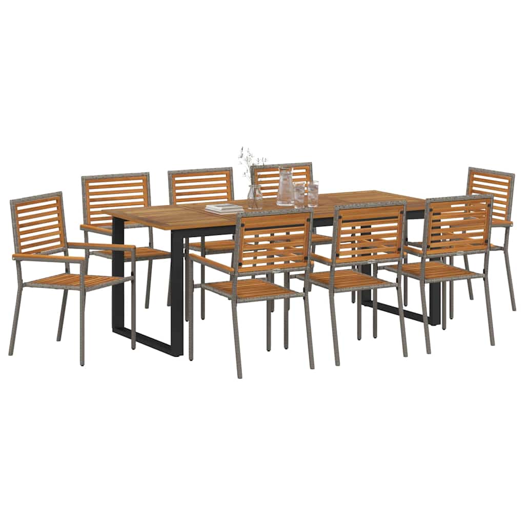 Kert étkező szett 9 pcs Szürke Tömör Akácfa