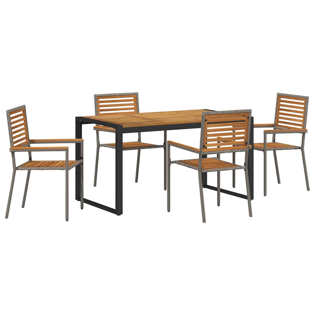 Kert étkező szett 5 pcs Szürke és Barna polirattan