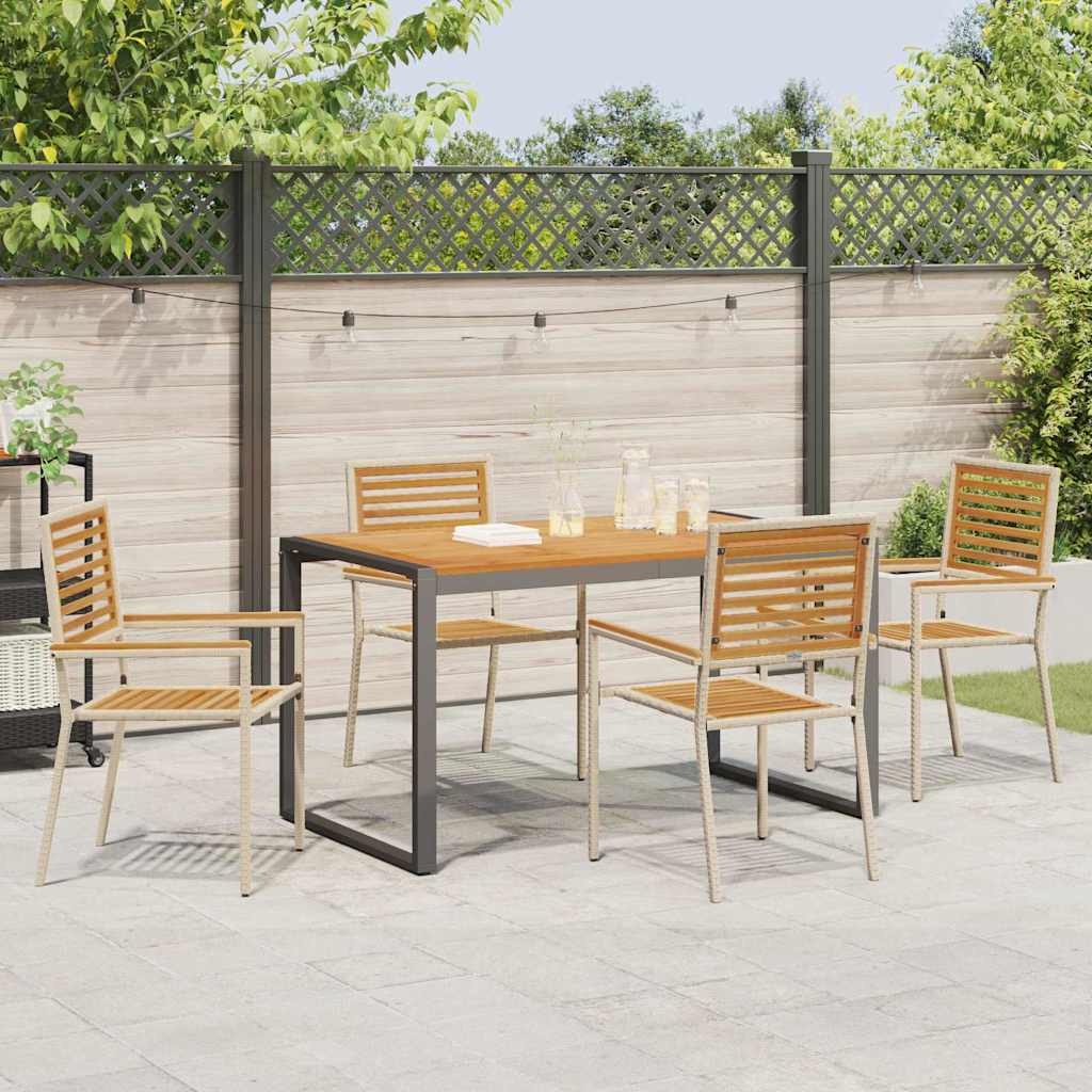 Kert étkező szett 5 pcs Beige és barna polirattan