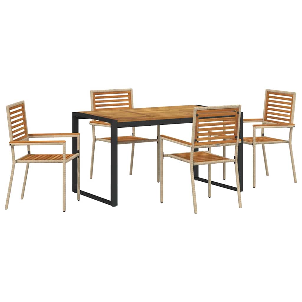 Kert étkező szett 5 pcs Beige és barna polirattan