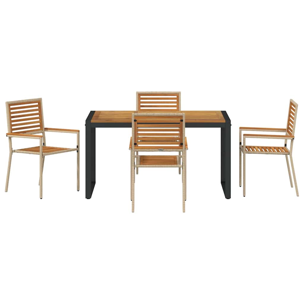 Kert étkező szett 5 pcs Beige és barna polirattan