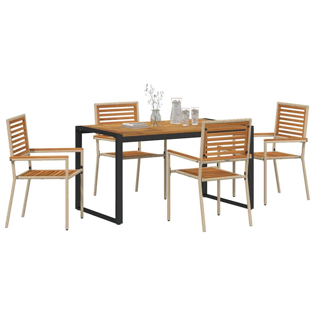 Kert étkező szett 5 pcs Beige és barna polirattan