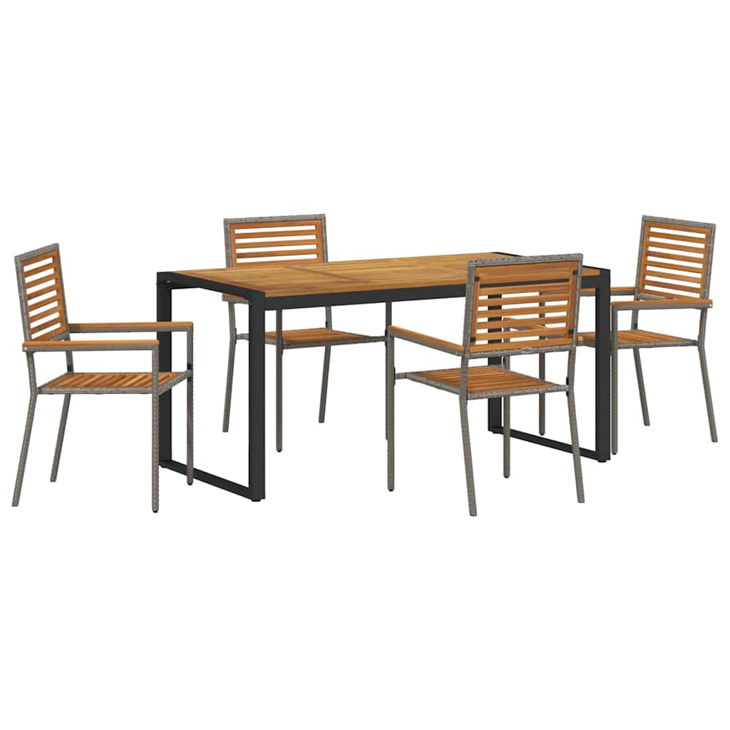 Kert étkező szett 5 pcs Szürke és Barna polirattan