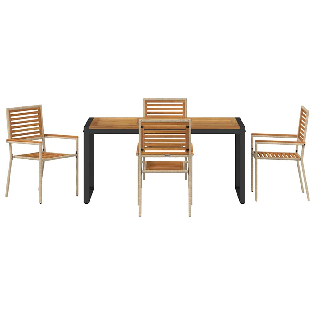 Kert étkező szett 5 pcs Beige és barna polirattan