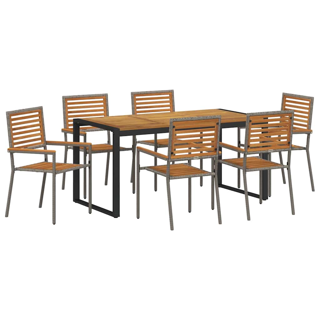 Kert étkező szett 7 pcs Szürke és Barna polirattan
