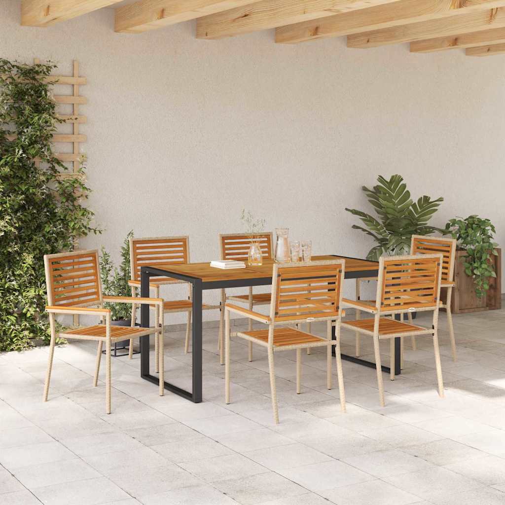 Kert étkező szett 7 pcs Beige és barna polirattan