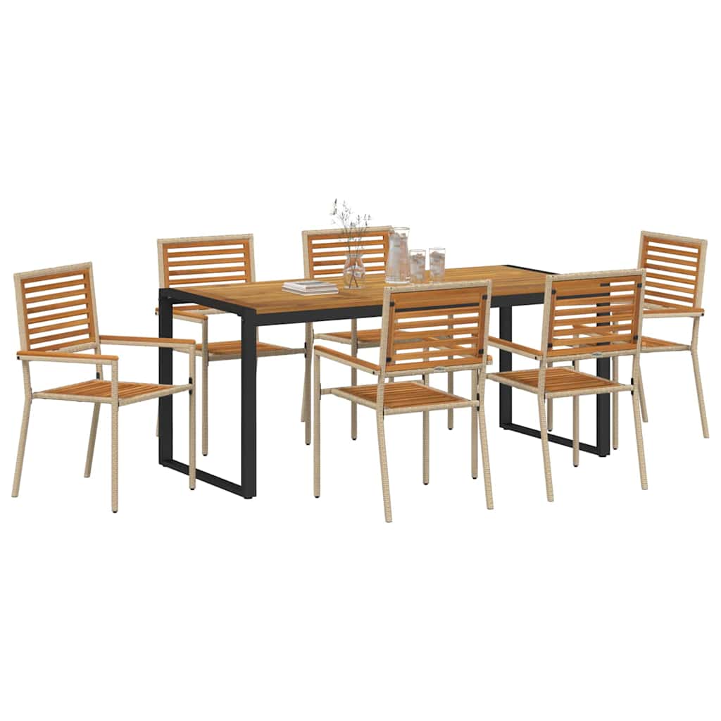 Kert étkező szett 7 pcs Beige és barna polirattan
