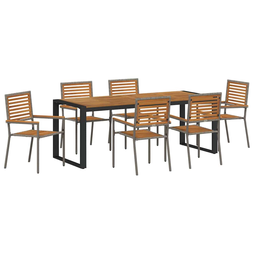Kert étkező szett 7 pcs Szürke és Barna polirattan