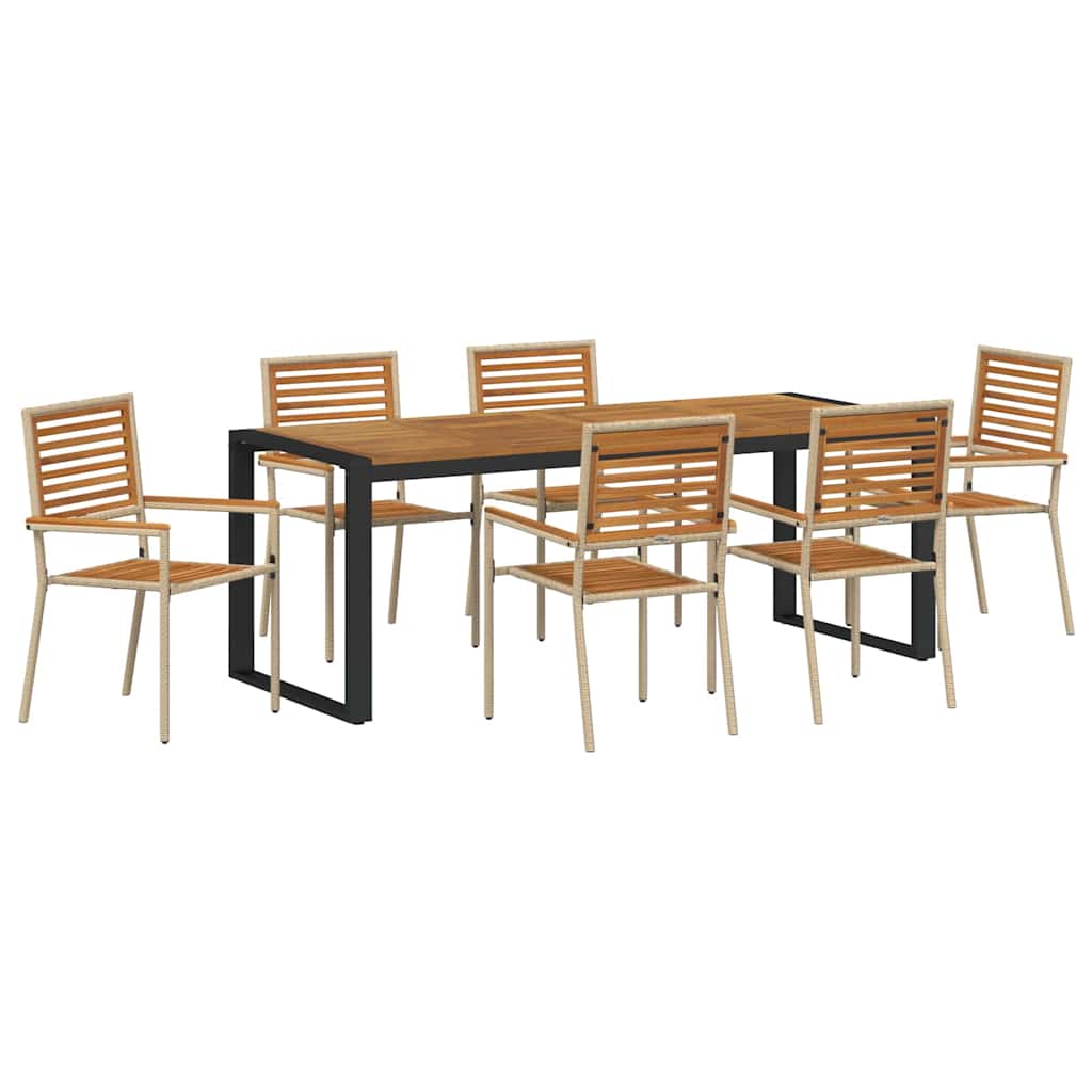 Kert étkező szett 7 pcs Beige és barna polirattan