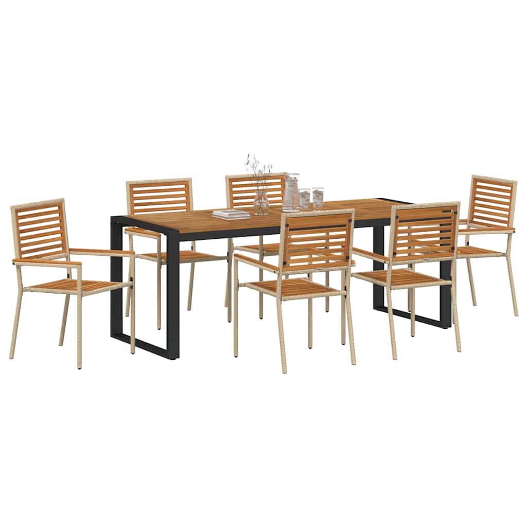 Kert étkező szett 7 pcs Beige és barna polirattan