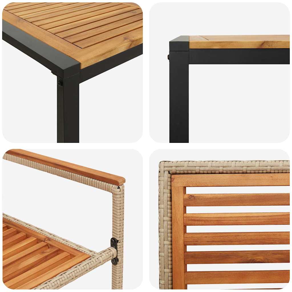 Kert étkező szett 9 pcs Beige és barna polirattan