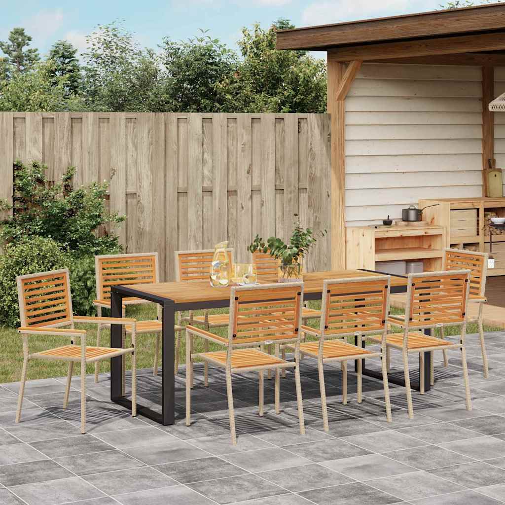 Kert étkező szett 9 pcs Beige és barna polirattan