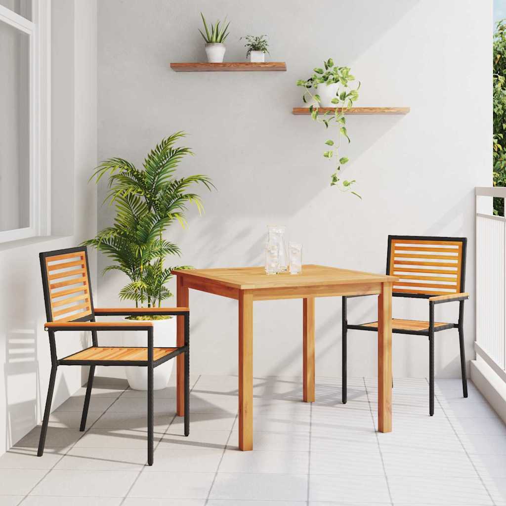 Kert étkező szett 3 pcs Fekete Tömör Akácfa