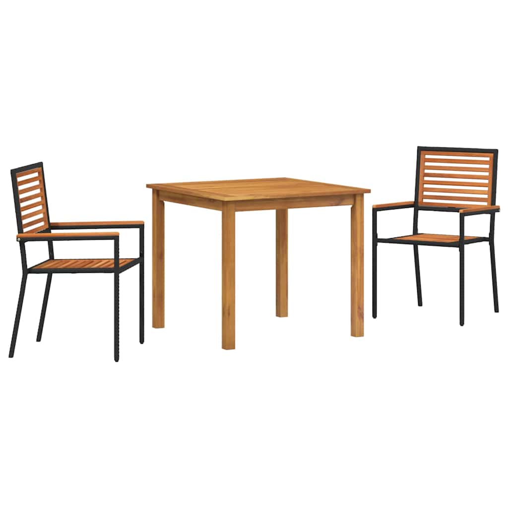 Kert étkező szett 3 pcs Fekete Tömör Akácfa